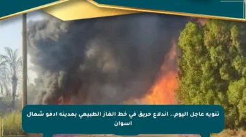 تنويه عاجل اليوم.. اندلاع حريق في خط الغاز الطبيعي بمدينة إدفو شمال أسوان